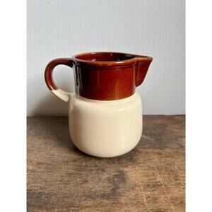 Vintage Two Tone Farmhouse Style Pitcher | McCoy Pottery | Brown and Cream